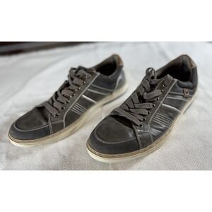 Studio INK Shoes Mens Size 12 Black Gray Casual Lace Up Low Top Sneakers Leather